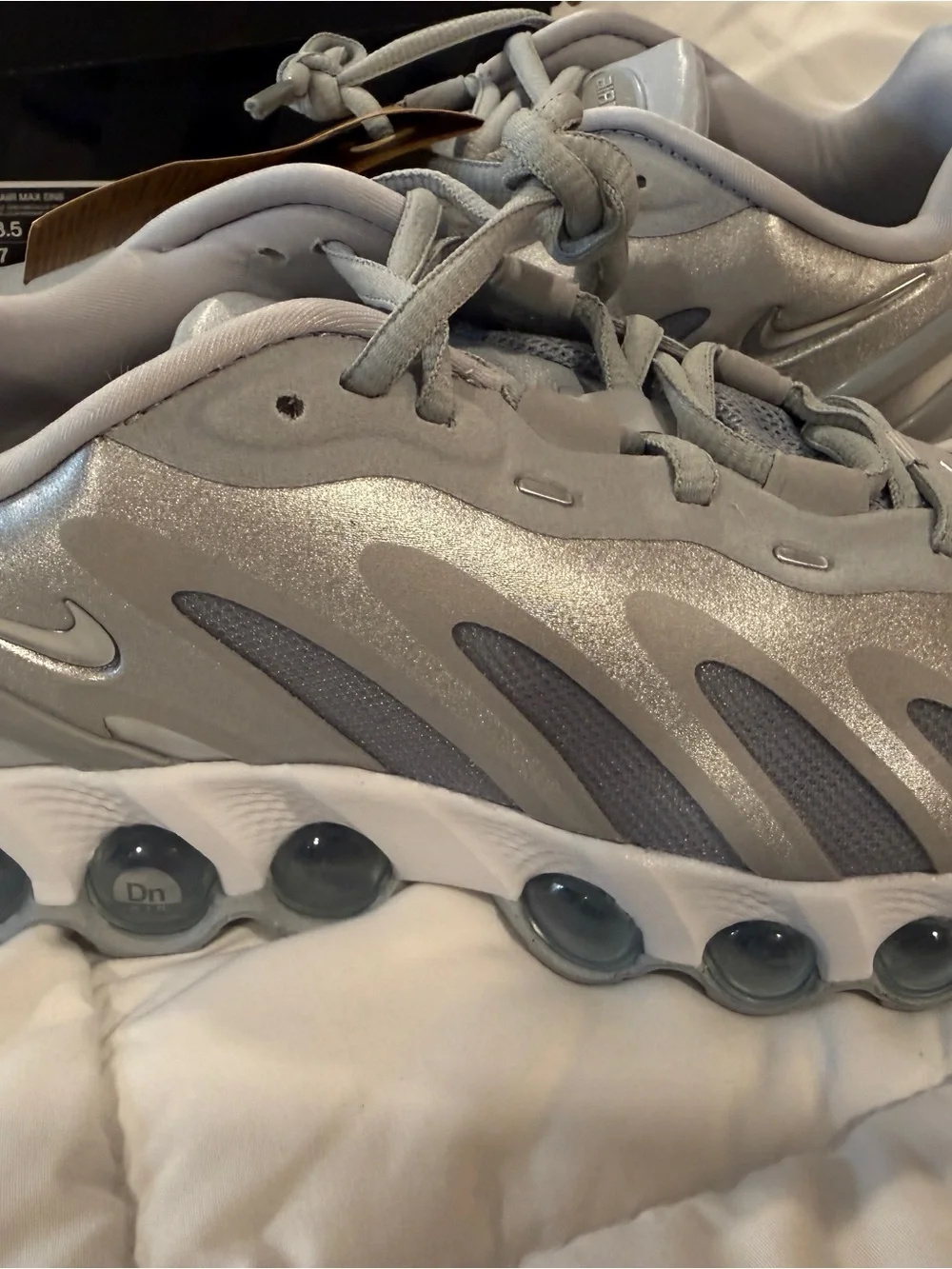 Nike womens    Wolfe Gray, White and Metallic Silver Air Max Style Sneakers